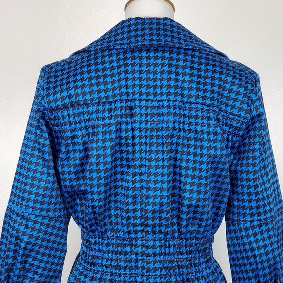 Joan Rivers Blue Black Houndstooth Button Front Blazer With Shirring Detail S - Picture 9 of 14